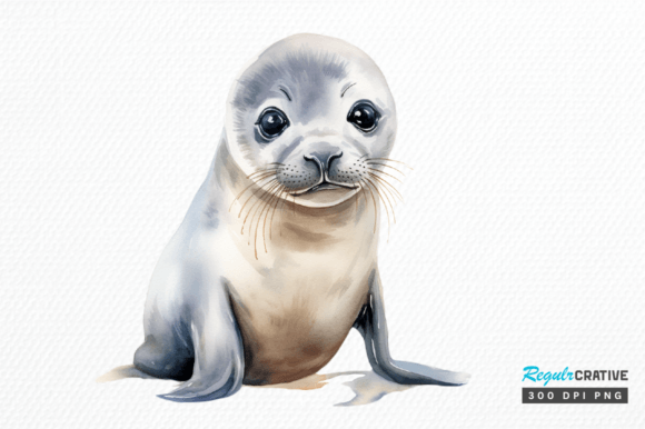 Download Watercolor Baby Seal Clipart Png Design - Premium Resources