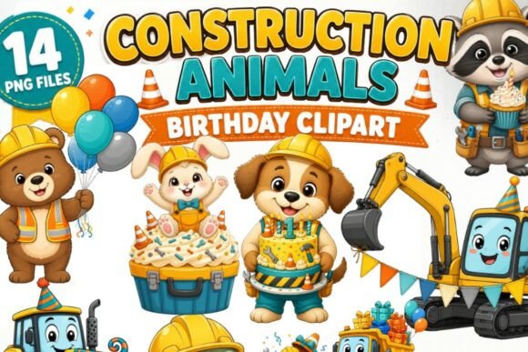 Download Construction Animals Birthday Clipart - Birthday clipart Collection