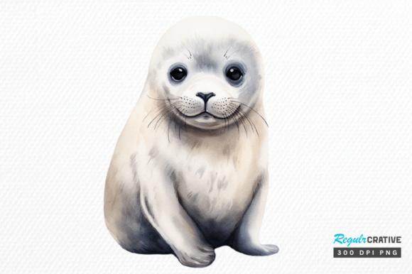 Download Watercolor Baby Seal Clipart Png Design - Premium Resources