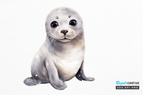 Download Watercolor Baby Seal Clipart Png Design - Premium Resources