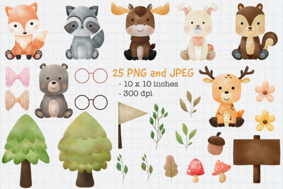 Download Animal Woodland Watercolor PNG and JPEG - Woodland watercolor Collection
