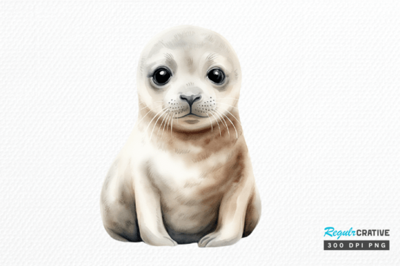 Download Watercolor Baby Seal Clipart Png Design - Premium Bundle