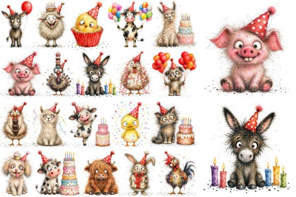 Download Whimsical Funny Animals Birthday Clipart - Birthday clipart Collection