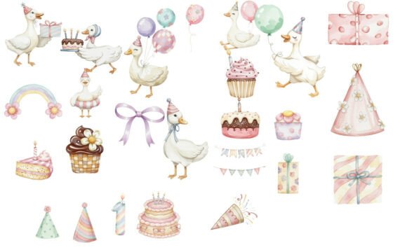 Download Silly Goose Birthday Clipart Bundle - Birthday clipart Collection