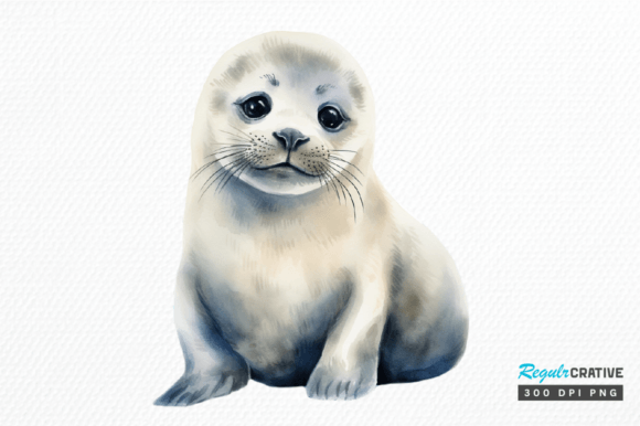 Download Watercolor Baby Seal Clipart Png Design - Premium Resources