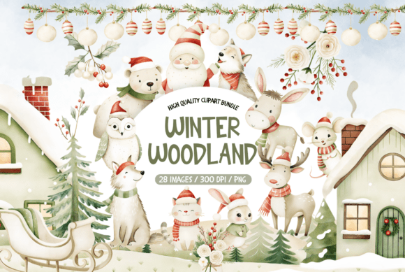 Download Winter Woodland Watercolor Clipart Set - Woodland watercolor Collection