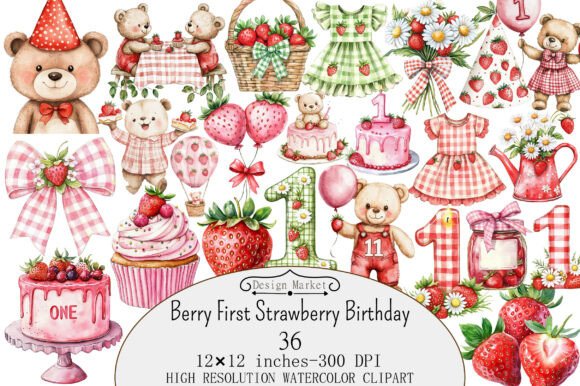 Download Berry First Strawberry Birthday Clipart - Birthday clipart Collection